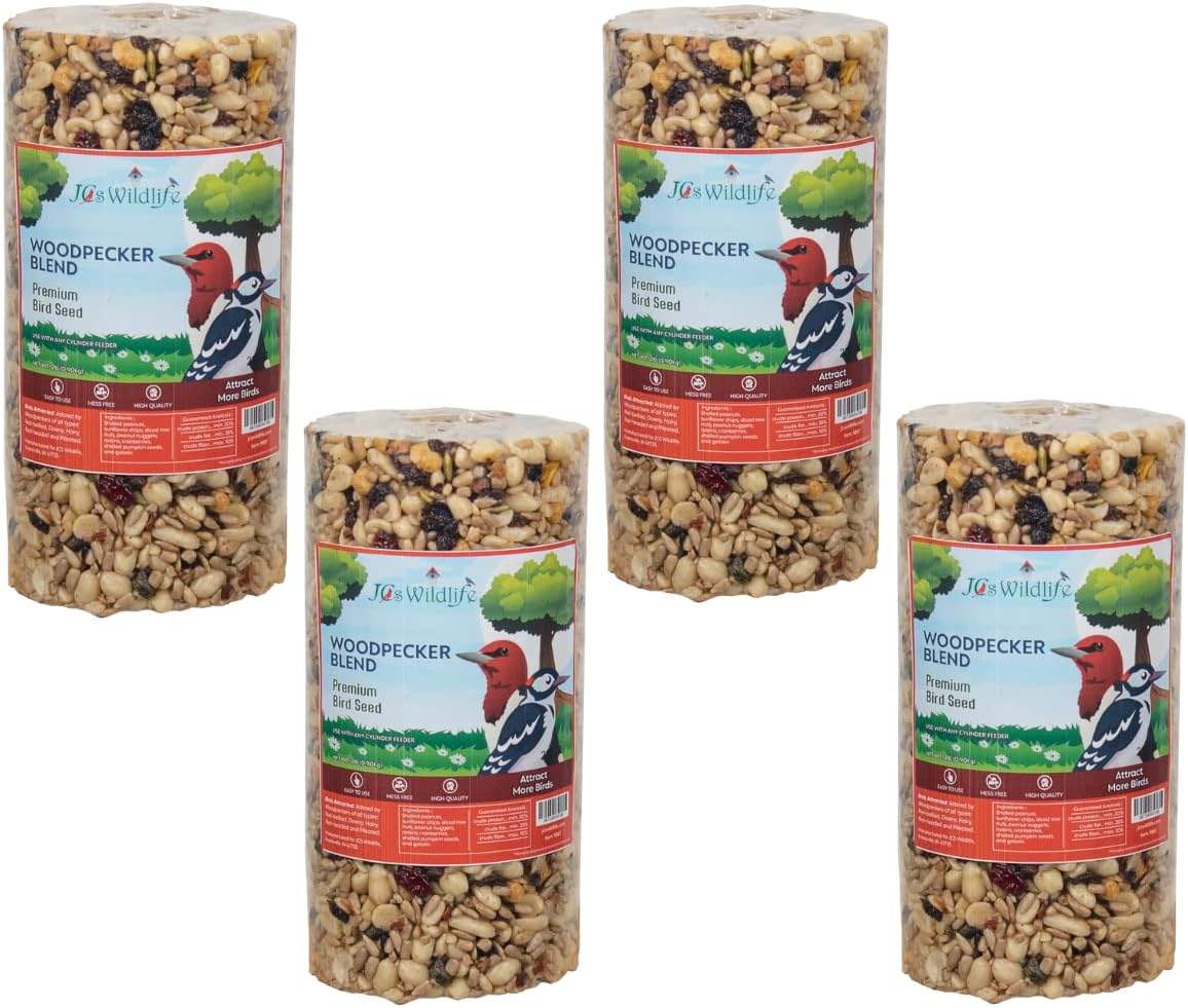 JCs Wildlife Woodpecker Blend Premium Bird Seed – Cilindro pequeño, 2 libras (4)
