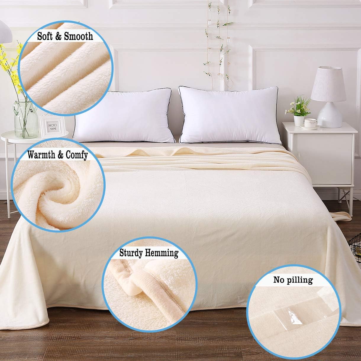 Hozy – Cobija de forro polar para cama de 330GSM, suave, tela cepillada, muy cálida, para el sofá