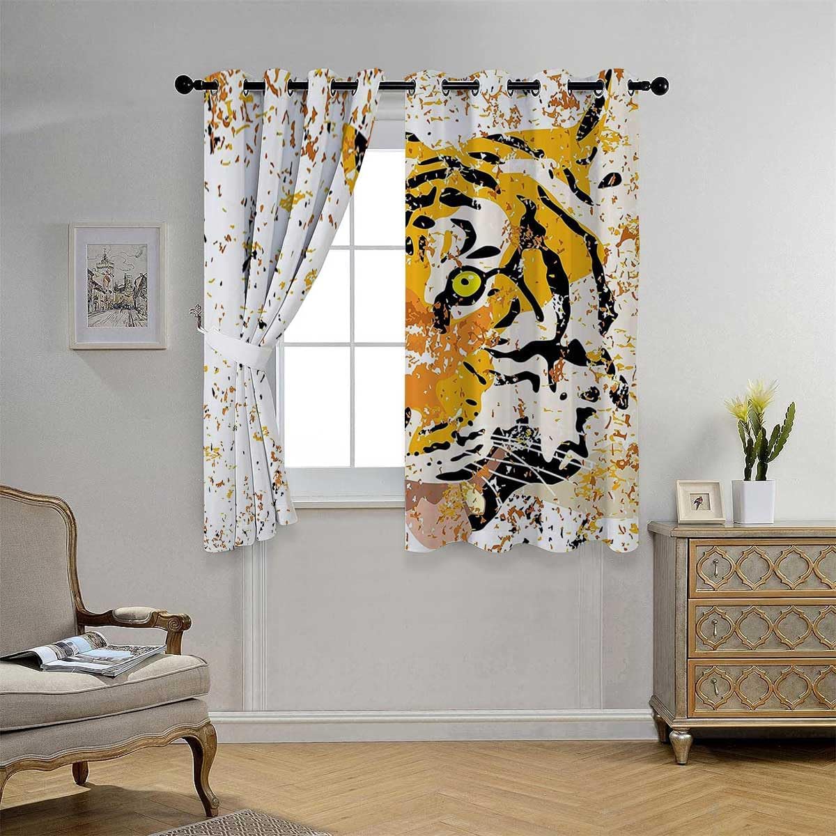 YANFENQI Cortinas para Habitacion Blackout Animal Decor Grommet Short Closet Door Cover Blackout Sheet 55Inch Width by 45Inch Length,2 Panels