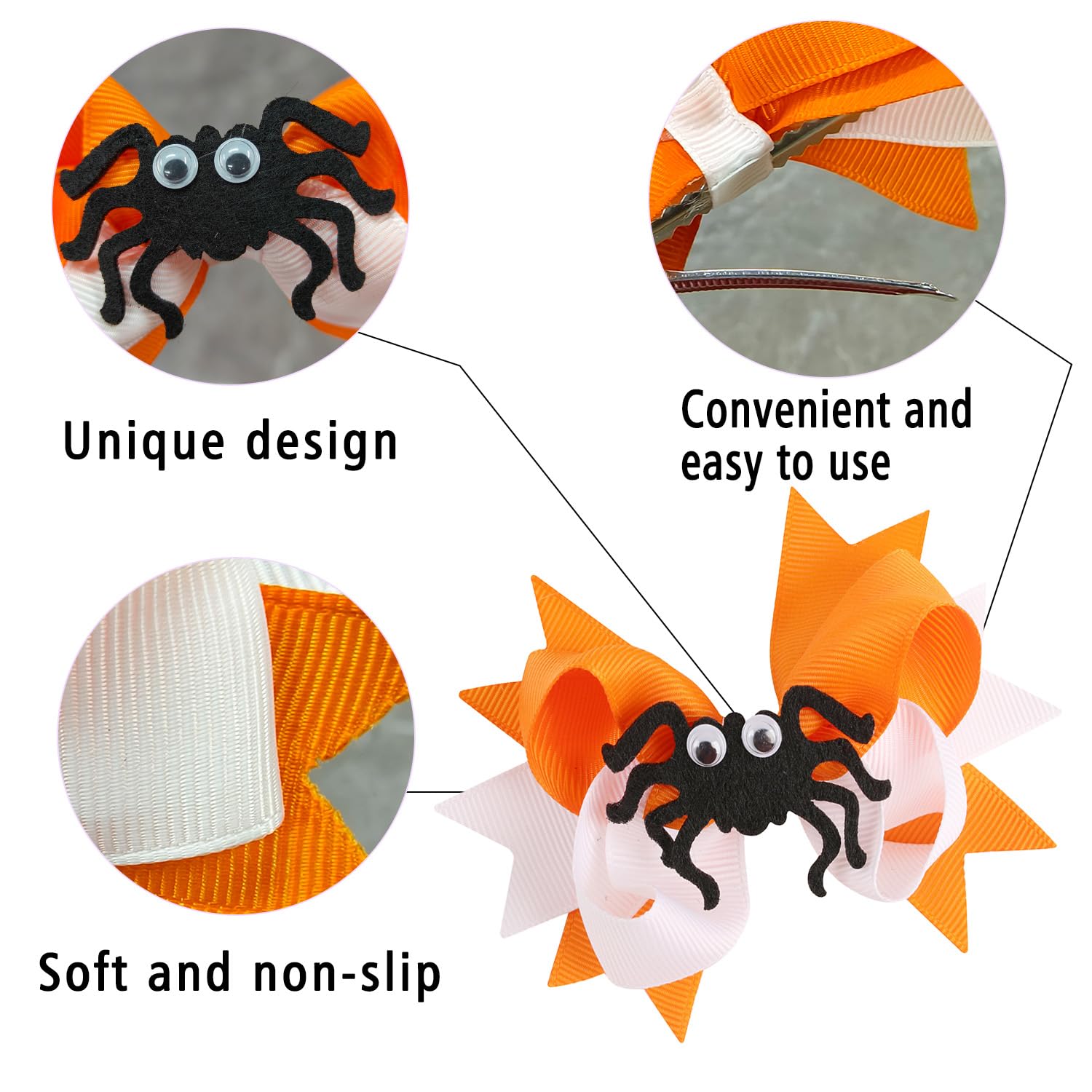 Horquillas de Halloween con purpurina para el pelo de murciélago púrpura murciélago araña 3D accesorios para el cabello de Halloween para niñas y
