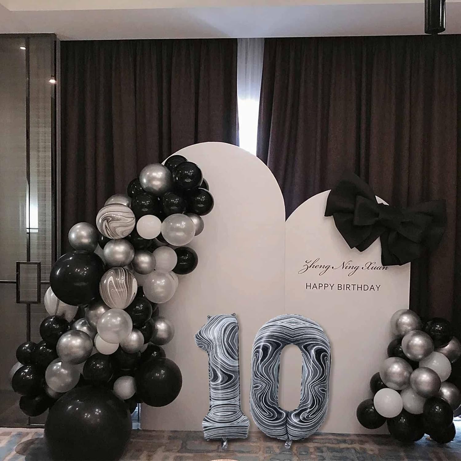 Globos gigantes de papel de aluminio de mármol negro de 40 pulgadas, globos gigantes de helio con el número 60 para decoraciones de cumpleaños de 60