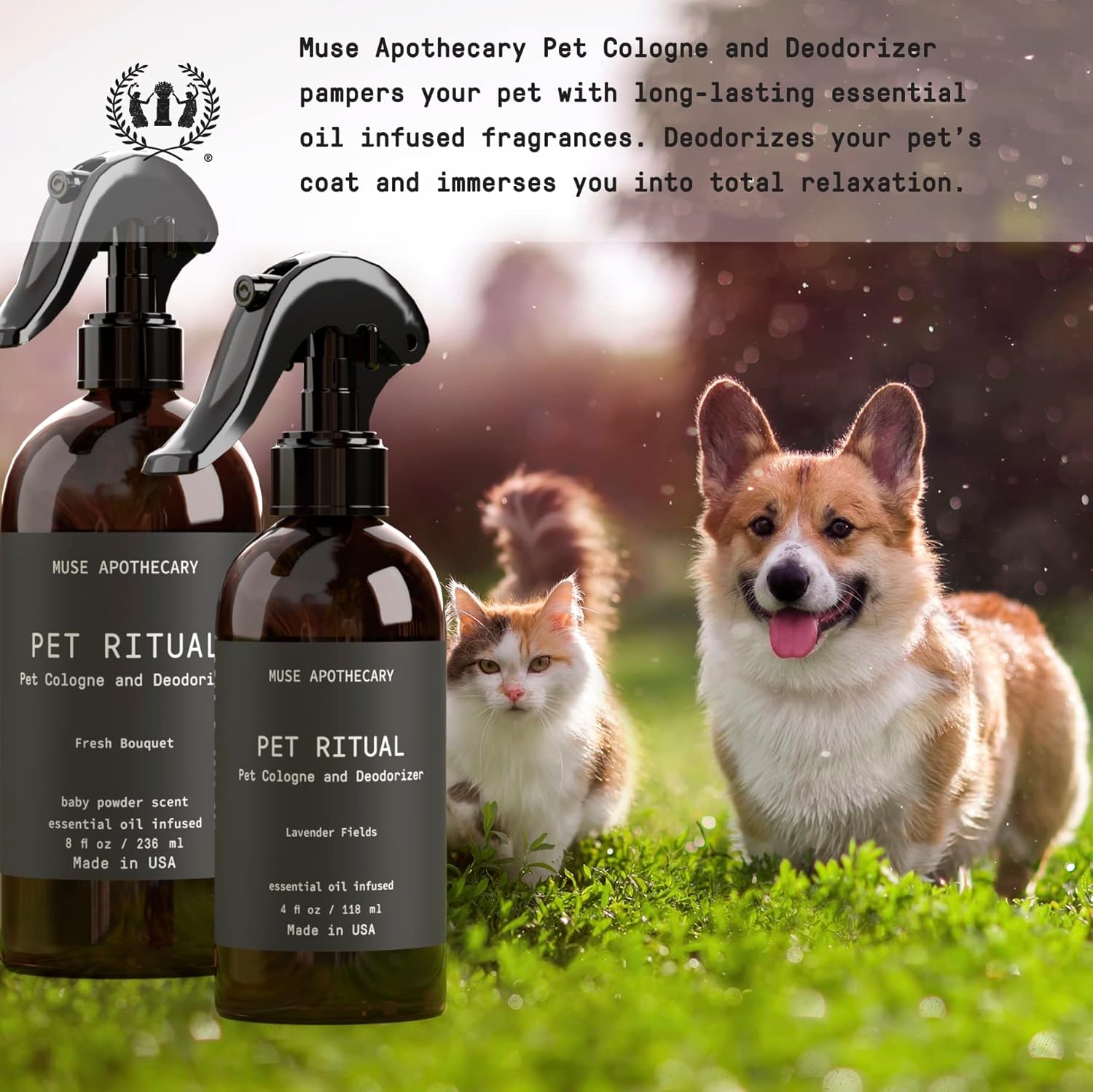 Muse Apothecary Pet Ritual Pet Colonia en aerosol para perros  Perfume en aerosol para perros de larga duración después del baño  Perfume para