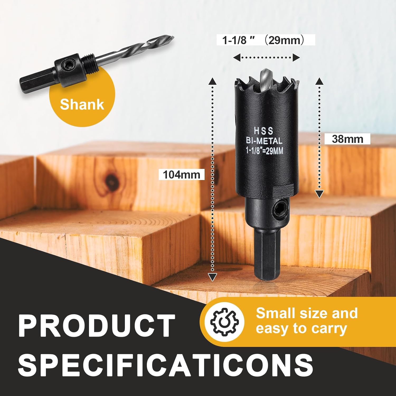 Broca de sierra perforadora de 1 18 pulgadas para metal y madera, cortador de agujeros bimetálico M42 con profundidad de corte de 1.5 pulgadas para