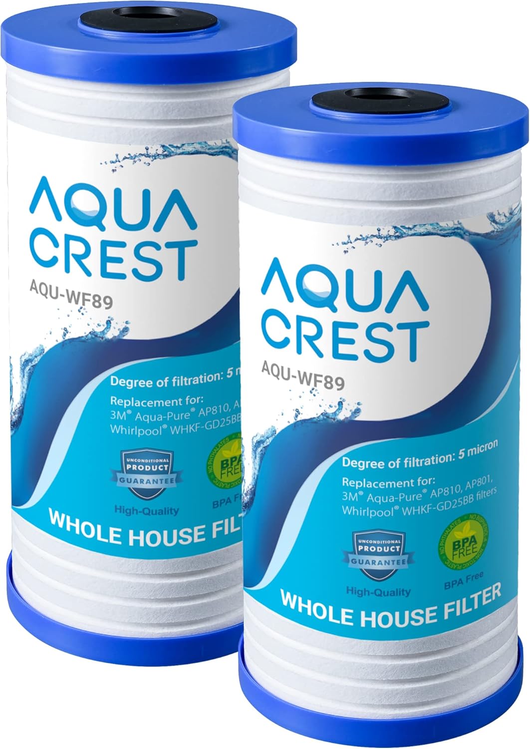 AQUACREST WHKF-GD25BB – Filtro de agua para toda la casa, repuesto para Whirlpool WHKF-GD25BB, WHKF-DWHBB, 3M Aqua-Pure AP810, AP801, AP811, 5
