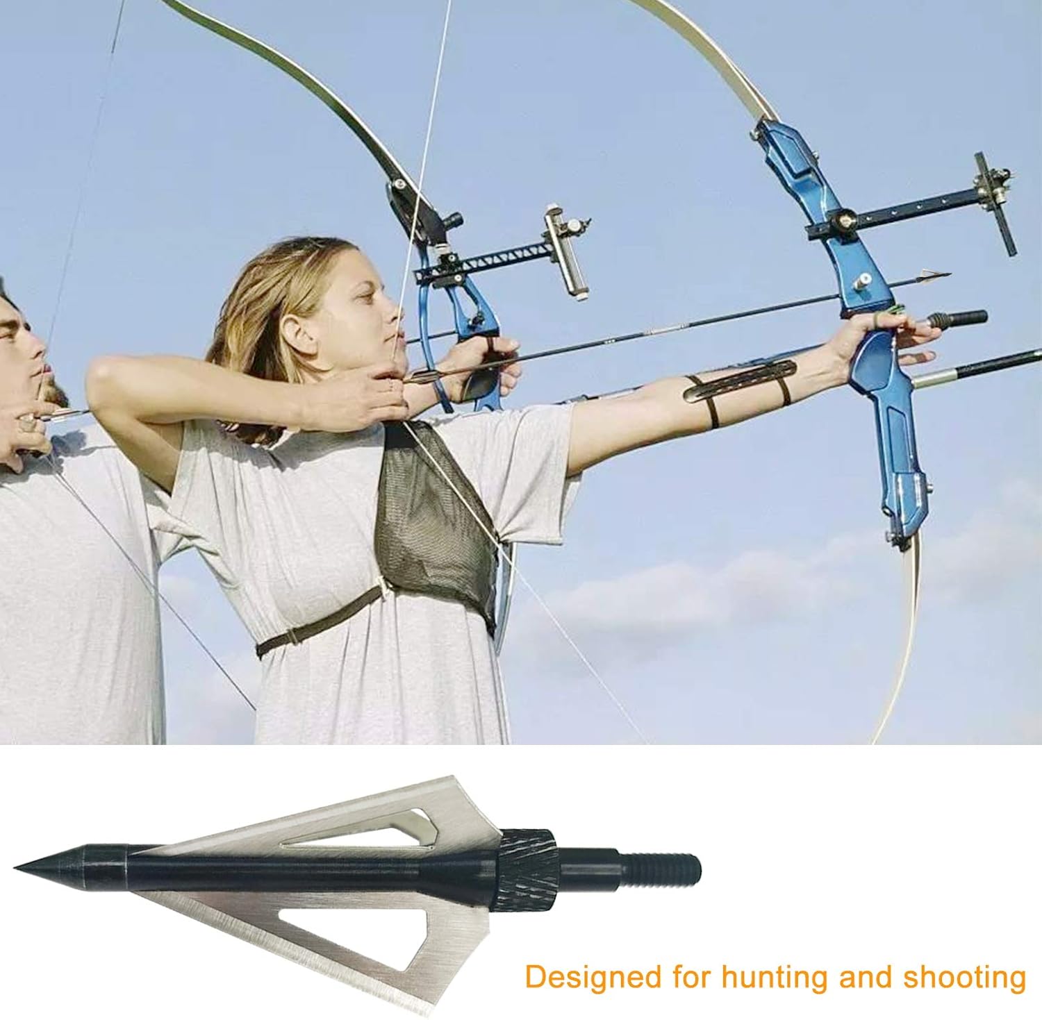 Puntas anchas de tiro con arco, 100 granos atornillados con flecha, 3 cuchillas, cabezas de caza, puntas de flecha compatibles con ballesta y arco