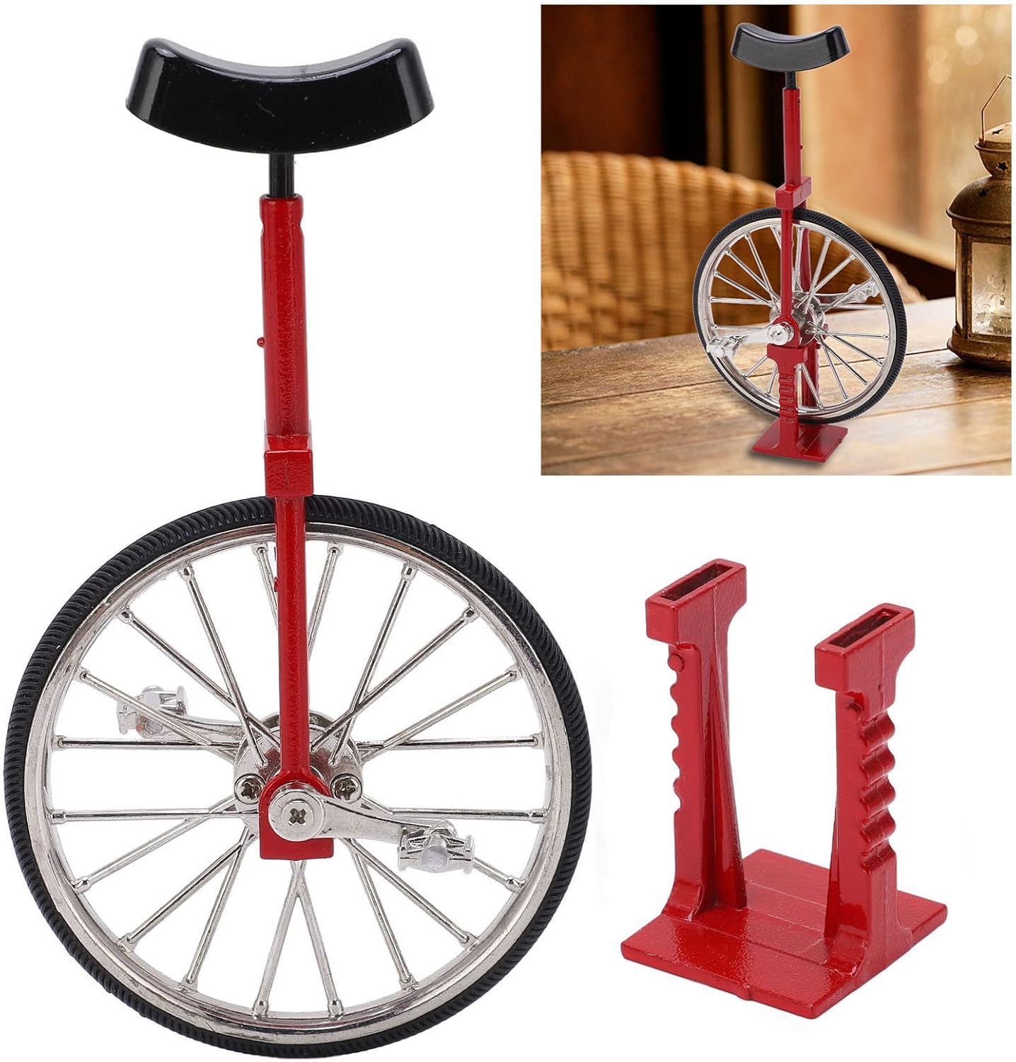 Modelo monociclo, mini adorno de bicicleta, mesa de bricolaje, modelo de una sola rueda, diseño simulado, aleación, hermoso juguete de bicicleta