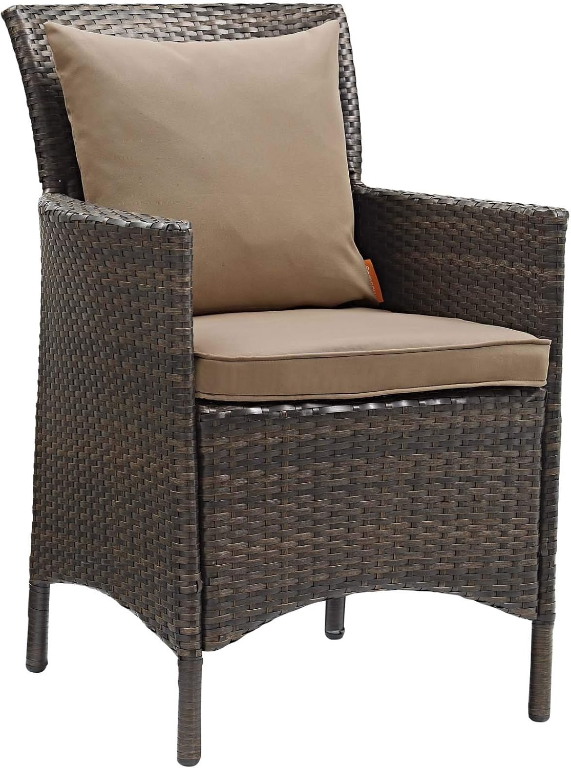 Modway Converge – Silla de mimbre para patio al aire libre con cojín en color marrón moca