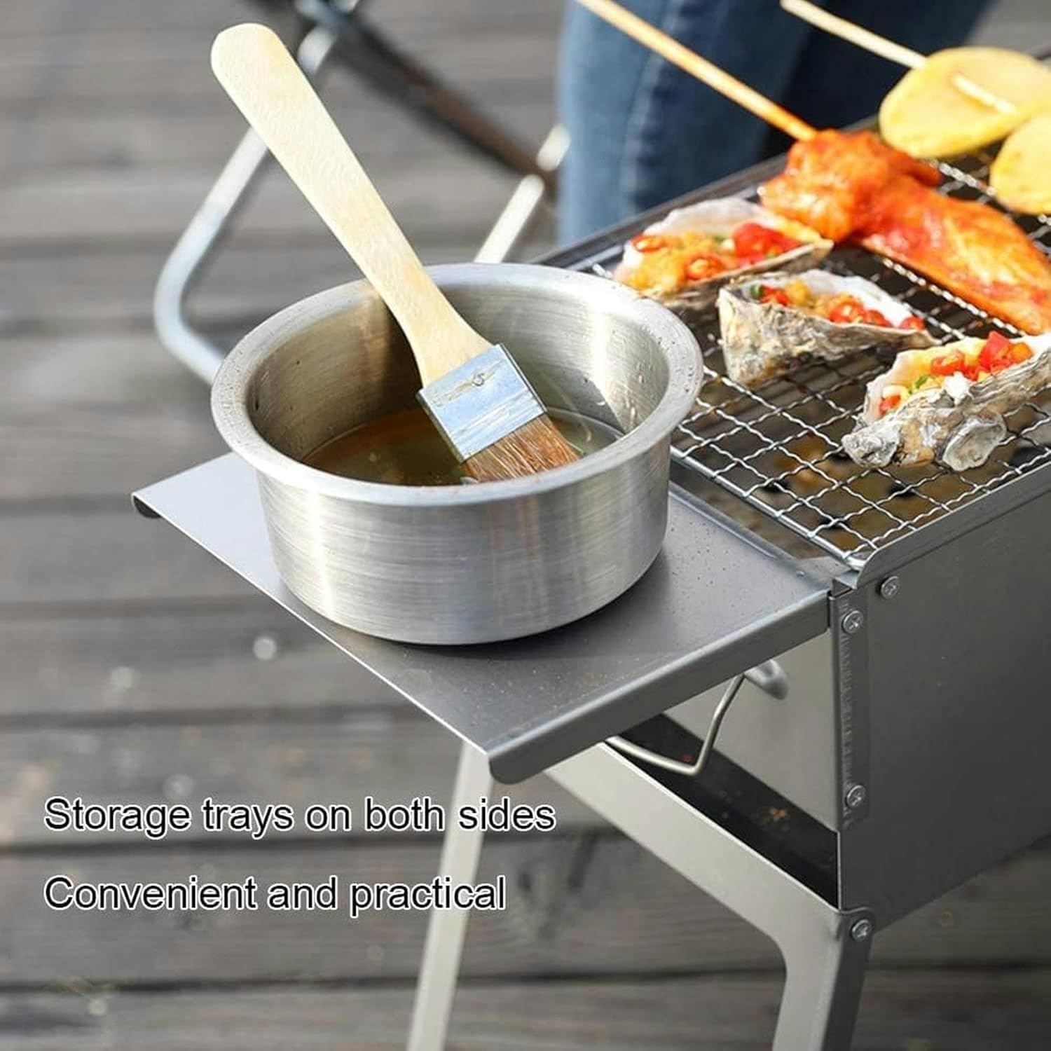 Portable foldable barbecue grill Smoked charcoal grill Outdoor picnic grill Desktop barbecue grill Suitable for 5-10 people barbecue tools