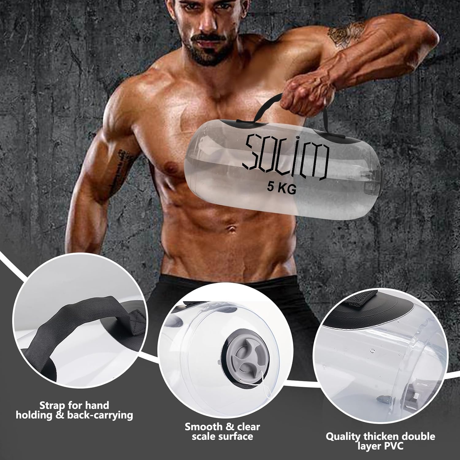 Water Weights Aqua Bag, Workout Sandbag Alternative Strength Training Sand Bag Portable Stability Fitness Equipment  Ultimate Core and Balance