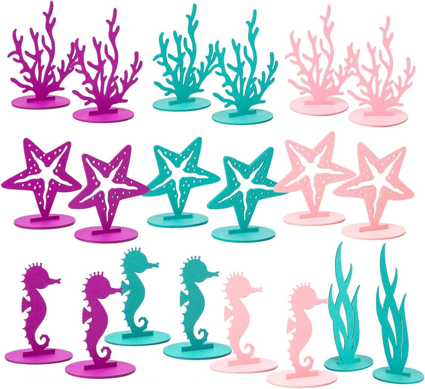 Paper Jazz 40 piezas de decoración de fiesta de sirena, centros de mesa de fieltro, recuerdos de fiesta de sirena para fiesta temática de sirena
