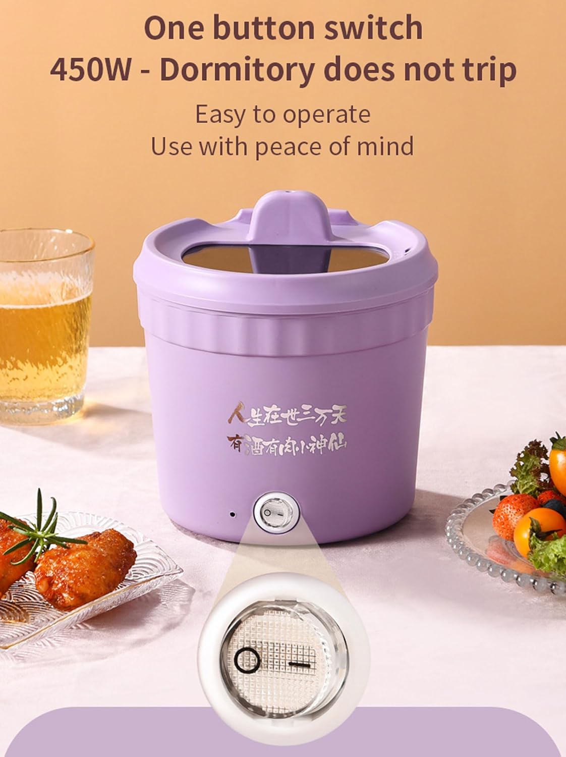 Mini olla eléctrica, olla pequeña multifuncional, olla caliente eléctrica versátil, sartén de 1.2 L con tapa y soporte para teléfono, olla de ramen