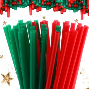 Zhehao 200 popotes de plástico para Navidad, color verde y rojo, pajitas desechables de plástico duro, popotes de plástico reutilizables para Zhehao 200 popotes de plástico para Navidad, color verde y rojo, pajitas desechables de plástico duro, popotes de plástico reutilizables para