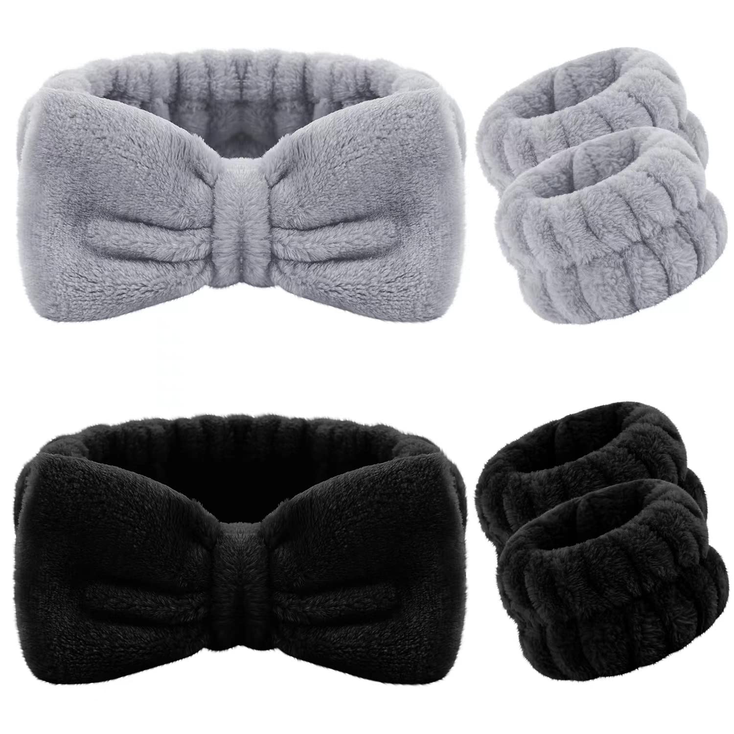 6 diademas de spa, muñequeras para lavar la cara, muñequeras para lavar la cara, muñequeras para el cabello, para mujeres y niñas, maquillaje para