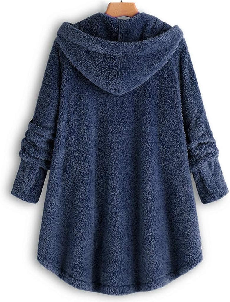 SHOPESSA Chaquetas de otoño para mujer, a la moda, de forro polar, mullido, con capucha, abrigo largo con botones, abrigos de moda para otoño e