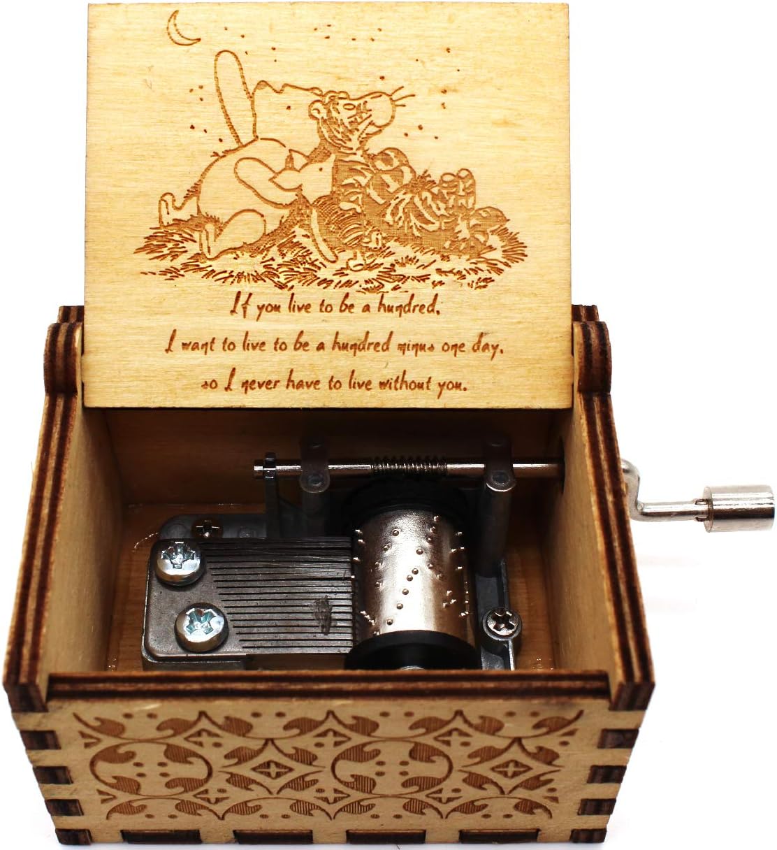 ukebobo Caja de música de madera, caja de música The Pooh, regalo para amigos, Navidad, vacaciones, Año Nuevo, 1 juego (11)