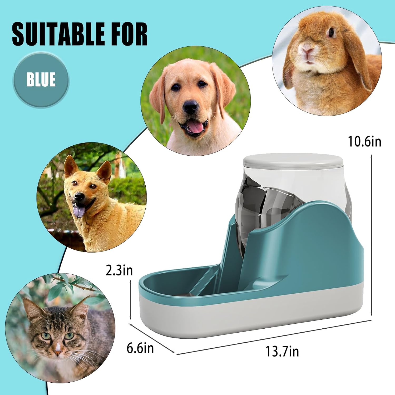 kathson Dispensador automático de agua para perros, dispensador de agua para gatos de gravedad de 1 galón, cuenco de estación de agua para perros,