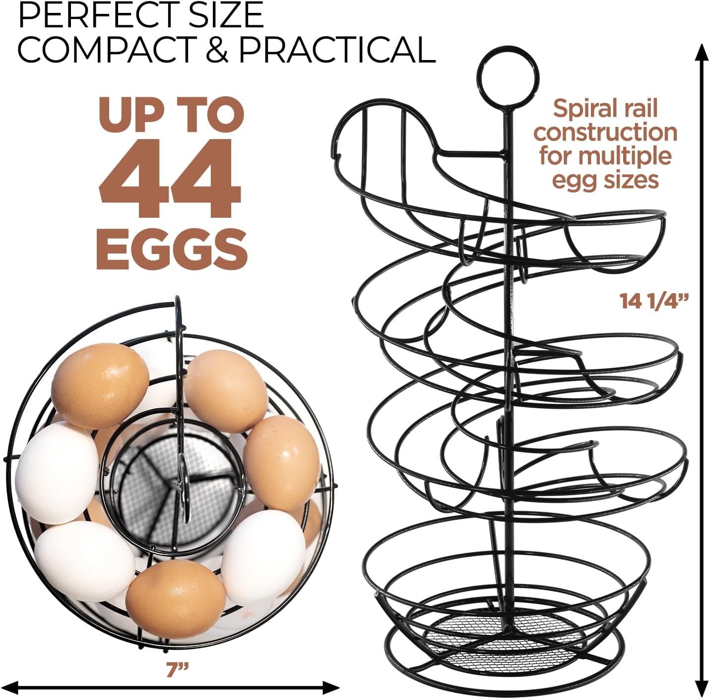 Soporte para huevos frescos, soporte para huevos en espiral con cesta de almacenamiento, soporte para huevos de gallina, almacenamiento de huevos de
