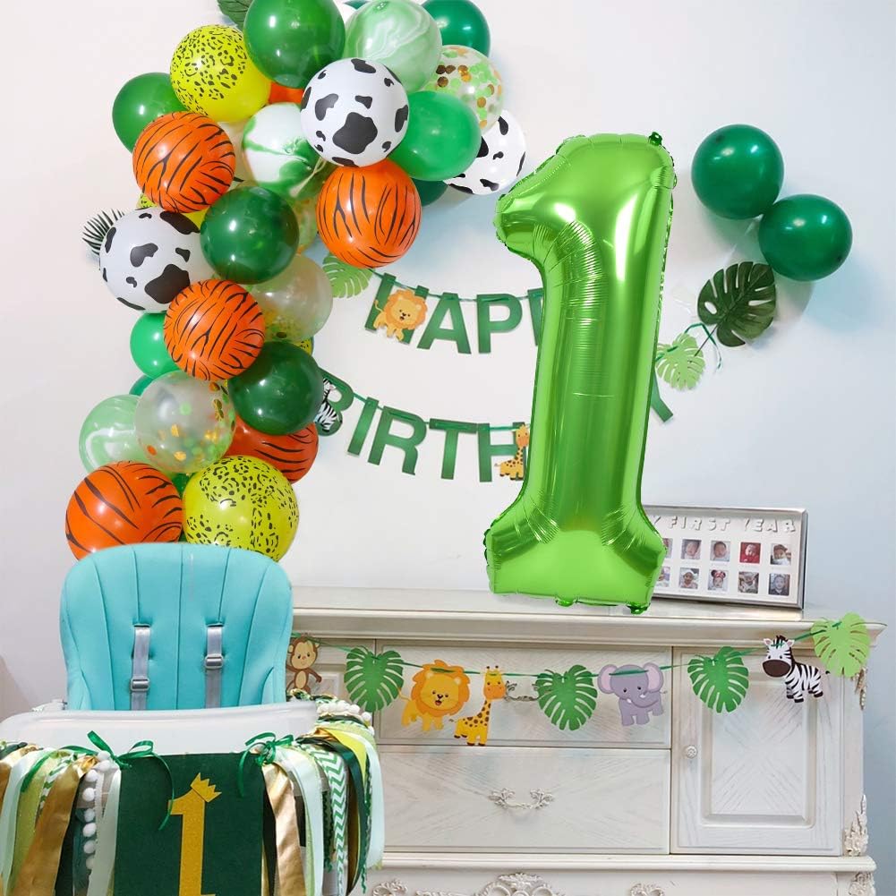 TONIFUL Globos grandes de 40 pulgadas con números verdes del 0 al 9, globos de helio del número 1 del número 1, globos de aluminio de Mylar con