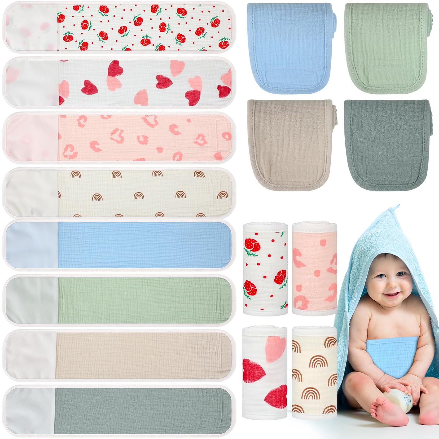 8 unidades de cordón umbilical para bebé, cómodo, ajustable, de algodón, para protección, regalos para bebés de 0 a 12 meses (cota)