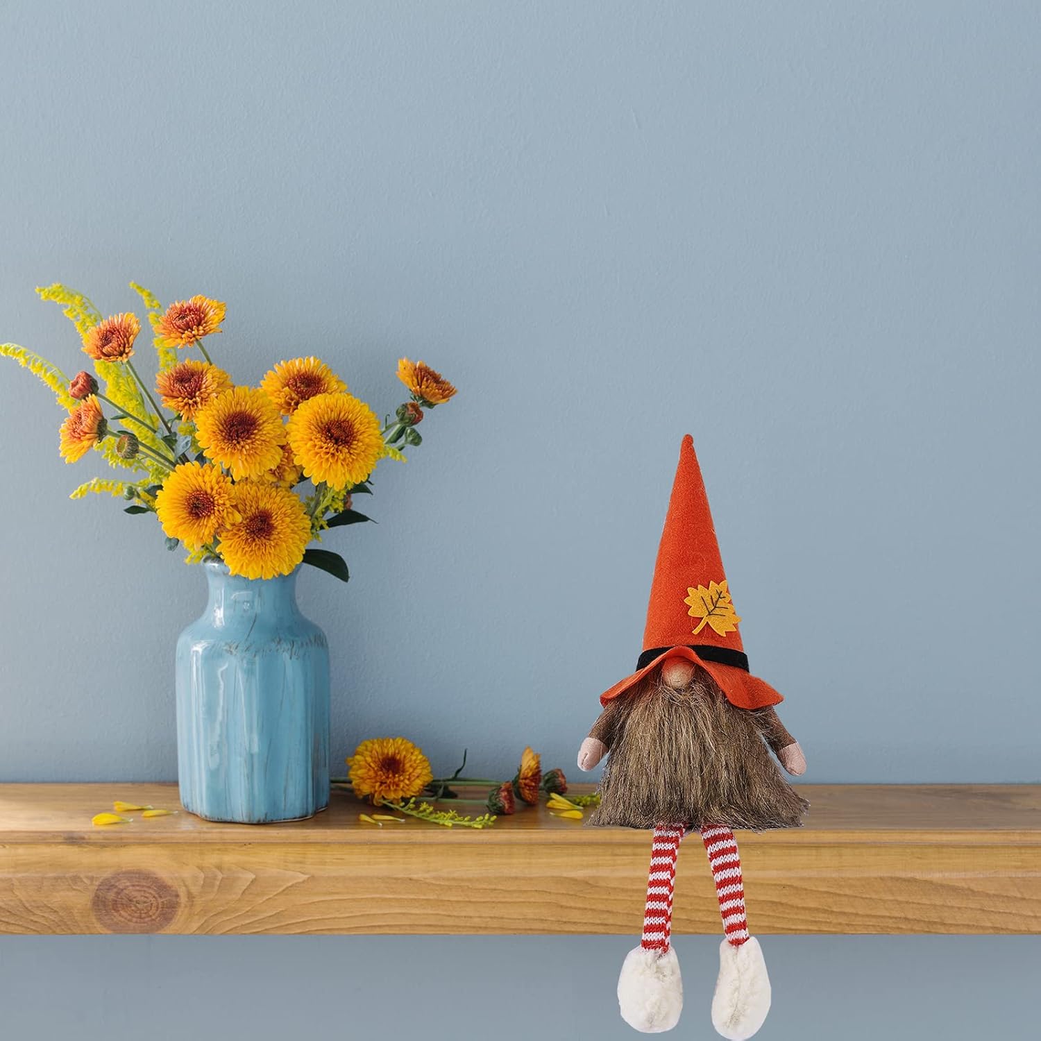 Fall Gnomes – Indoor Fall Thanksgiving Decorations for Home – Small Plush Gnomes with Legs Set of 2