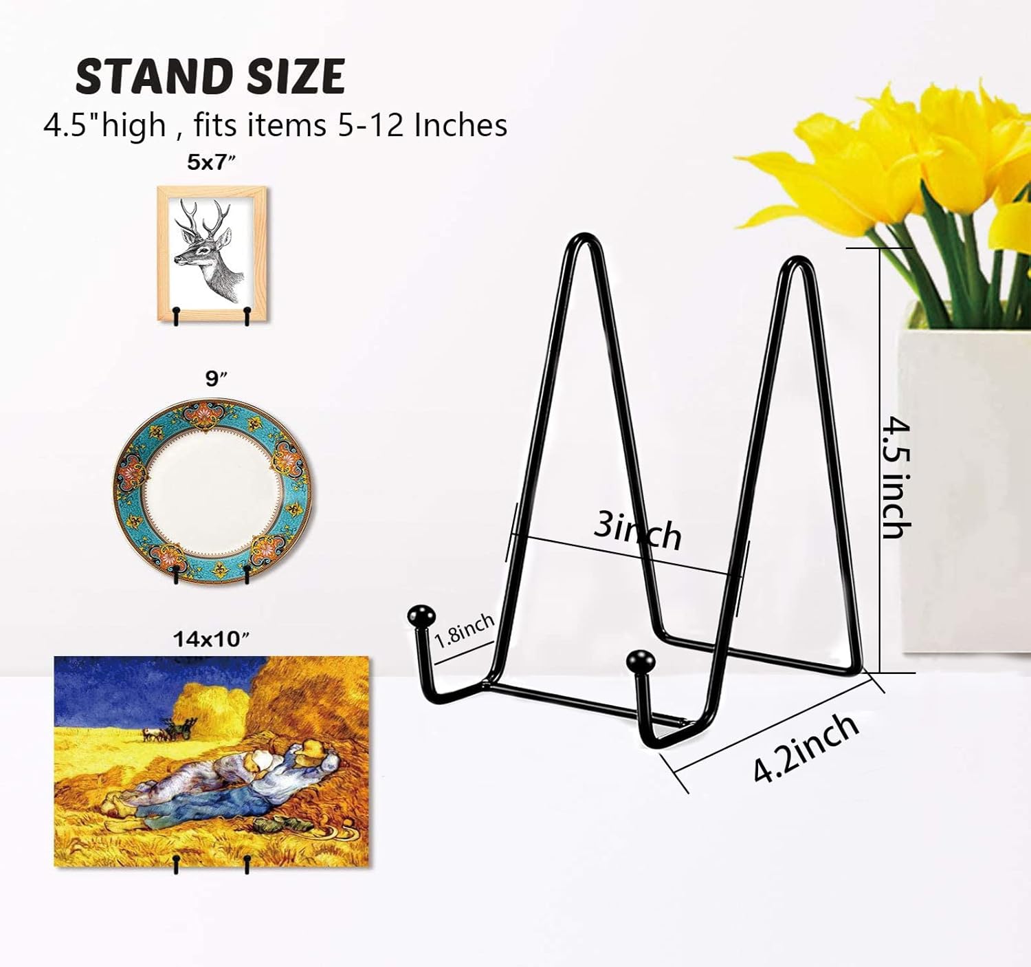 18 soportes de placa de 4.5 pulgadas para exhibición, soportes de metal para placas que se pueden utilizar para soportes de fotos, soportes de