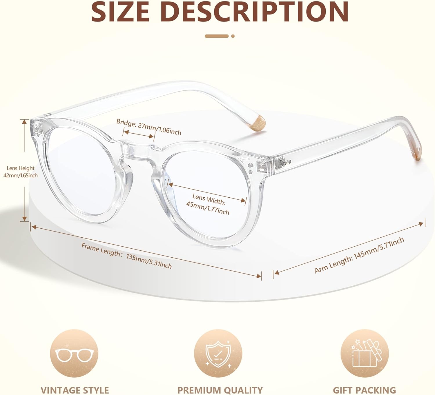 EASY READ Lentes de lectura redondos retro con bloqueo de luz azul para mujer, anti rayos UV, lentes de computadora para mujer