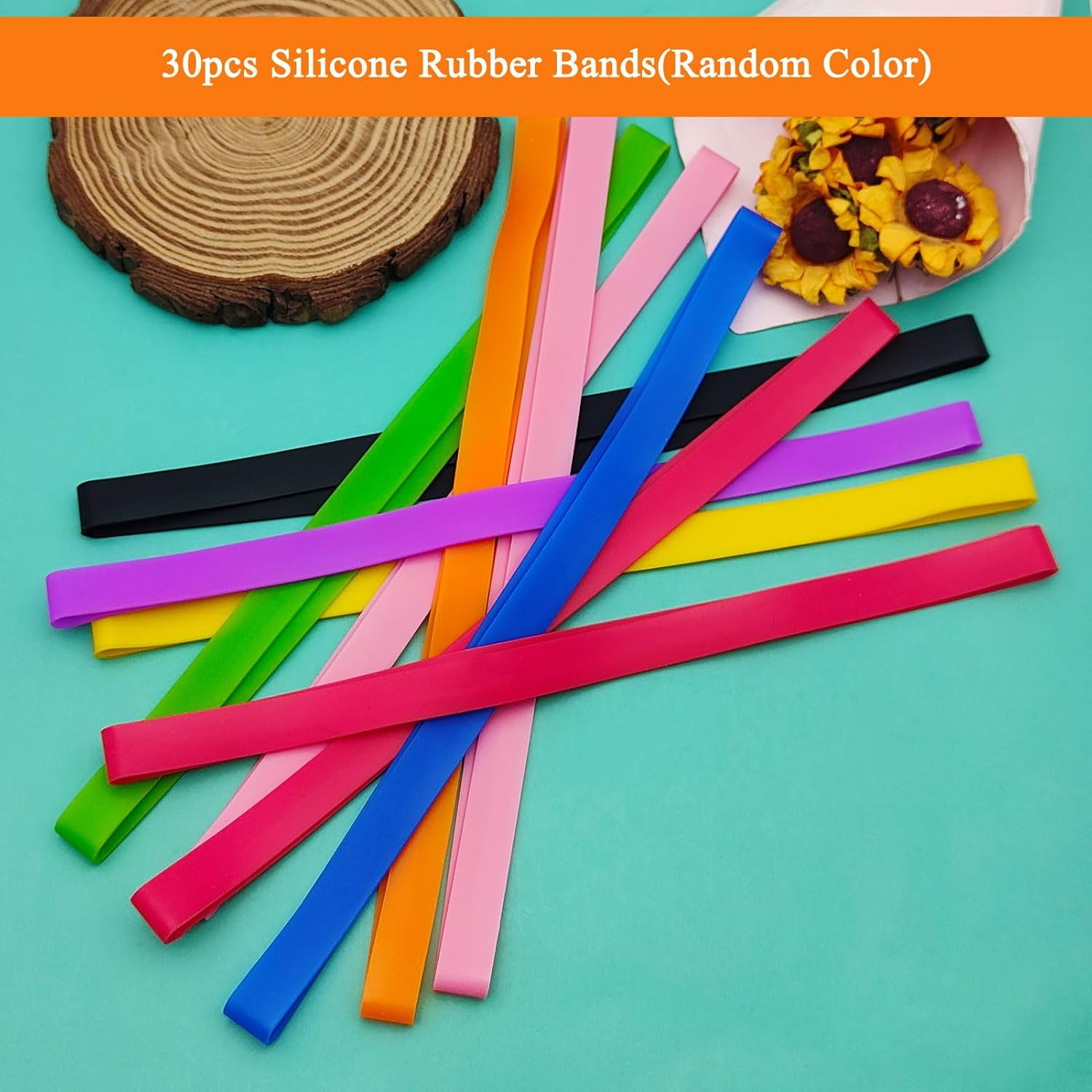 30 bandas de goma de silicona de 8 pulgadas, bandas elásticas grandes de silicona de colores para libros, tarjetas de cartera, cajas de cocina,