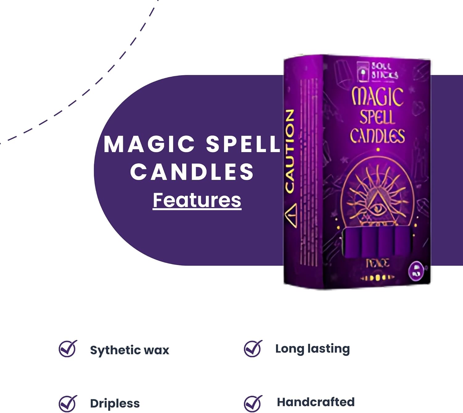 Soul Sticks Peace – Velas cónicas de hechizo mágico de 4 pies, 20 unidades, ideales para altar, rituales, ceremonias, vela púrpura de meditación
