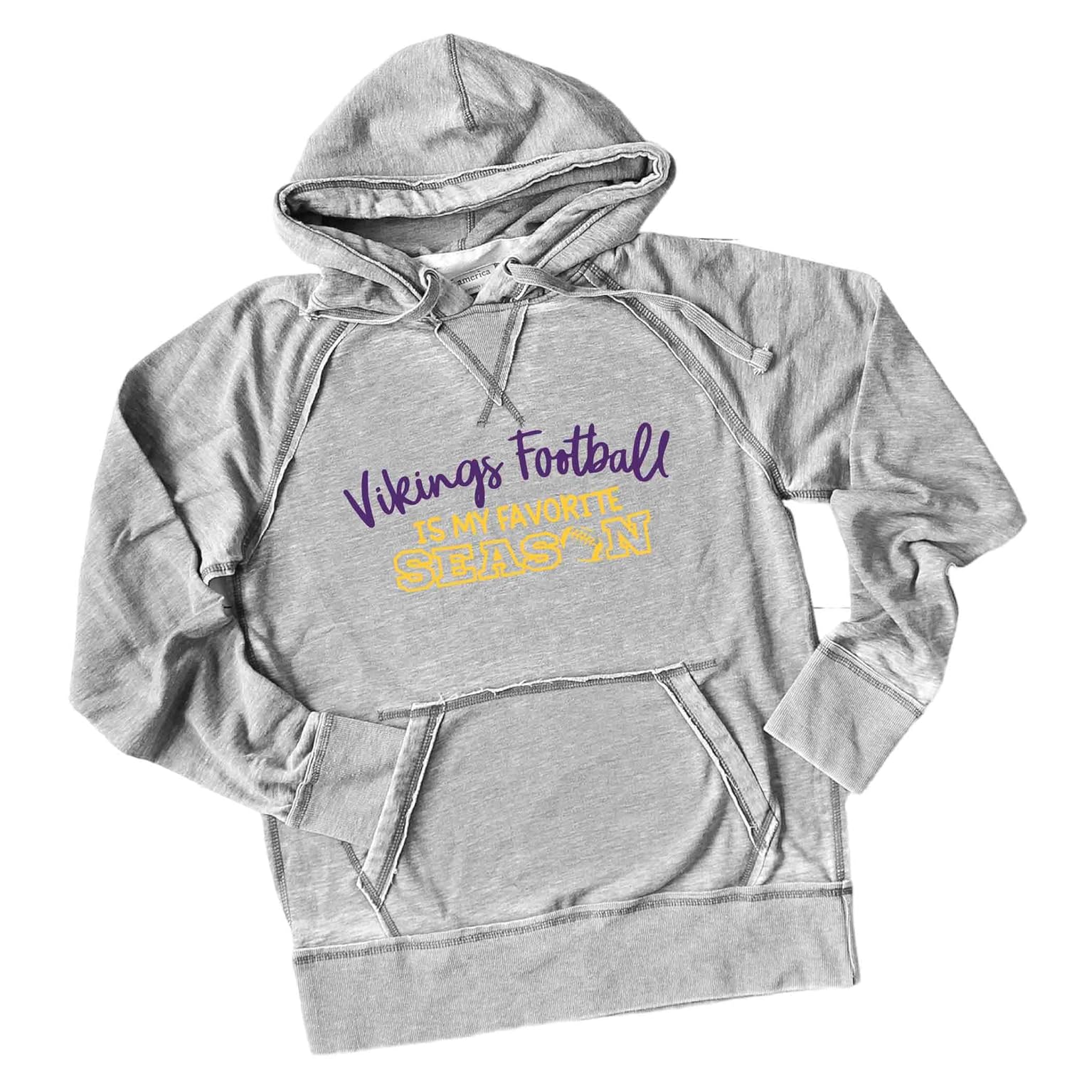 Vikings Hoodie Hooded Sweatshirt Men’s Women’s Unisex  Minnesota Shirt  Vikings Football is my Favorite Season  Ultra Soft Lightweight Burnout,