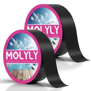 Cinta de vigueta de butilo para cubiertas, paquete de 2 cintas de viguetas de cubierta de 1-58 pulgadas x 50 pies, cinta de cubierta duradera e Cinta de vigueta de butilo para cubiertas, paquete de 2 cintas de viguetas de cubierta de 1-58 pulgadas x 50 pies, cinta de cubierta duradera e