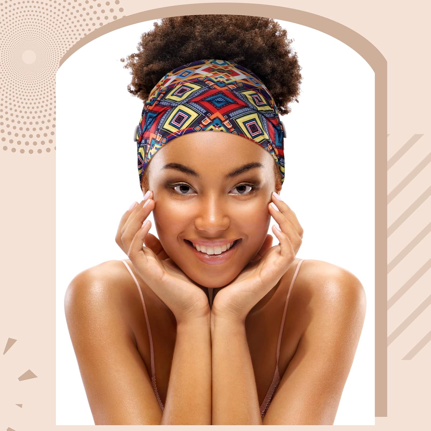Chuangdi 6 diademas con botones para máscara, turbante de nudo bohemio africano, diademas elásticas para enfermeras, accesorios para el cabello de