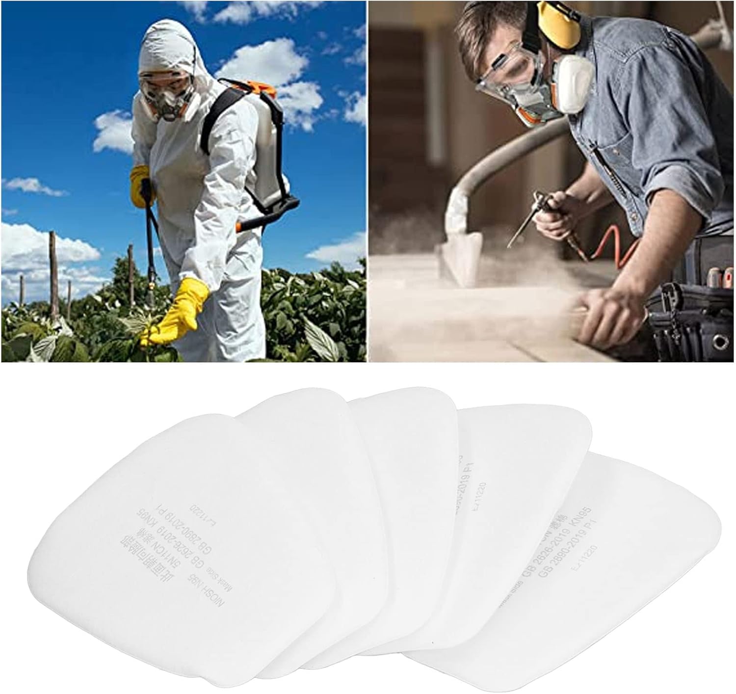 50 piezas 5N11 Filtro respirador de algodón, filtro de partículas de estructura multicapa de repuesto para 6100 6200 7501 7502 6502 6800 filtro