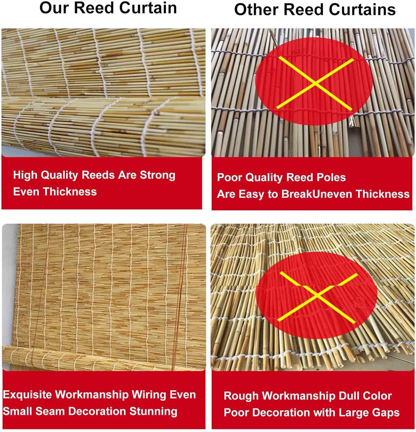 Persianas enrollables de bambú para exteriores, persianas enrollables de bambú con levantador, persianas de bambú para patio, privacidad, sombra y