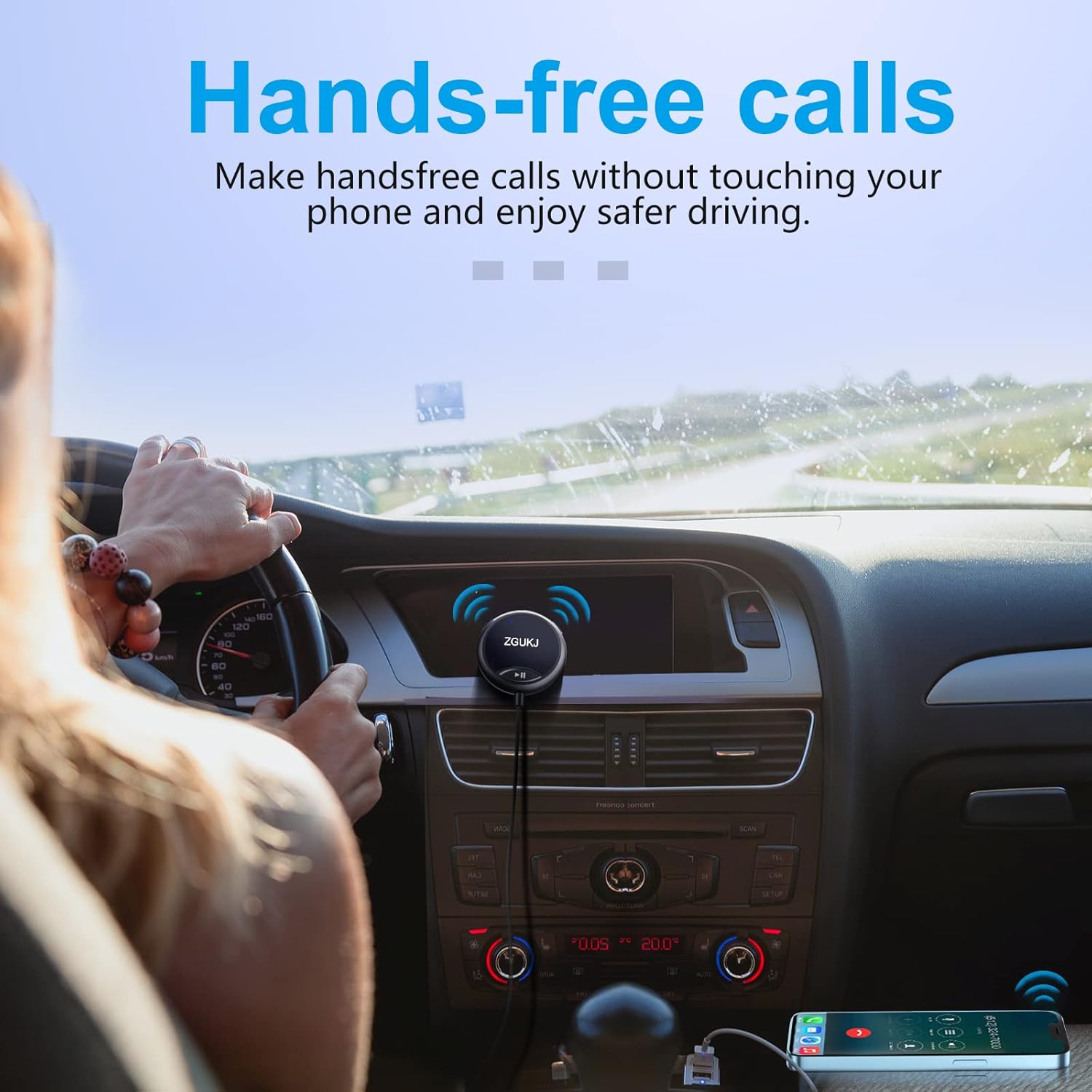 Adaptador Bluetooth auxiliar para automóvil, kit Bluetooth para coche para hablar con manos libres y transmisión de música, receptor Bluetooth con