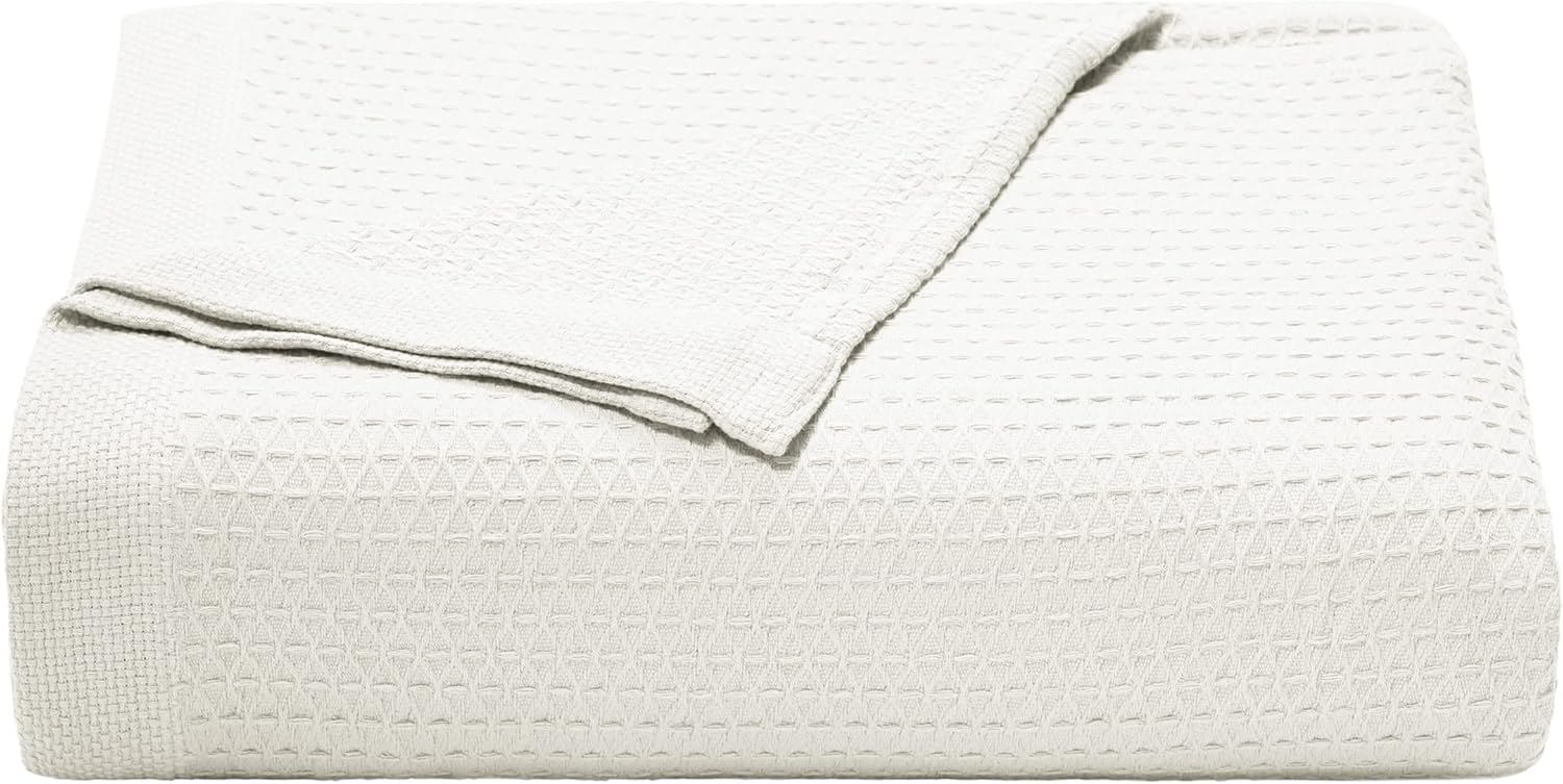Nautica – Manta Queen, ropa de cama de algodón de peso medio, decoración del hogar para todas las estaciones (blanco baird, Queen)