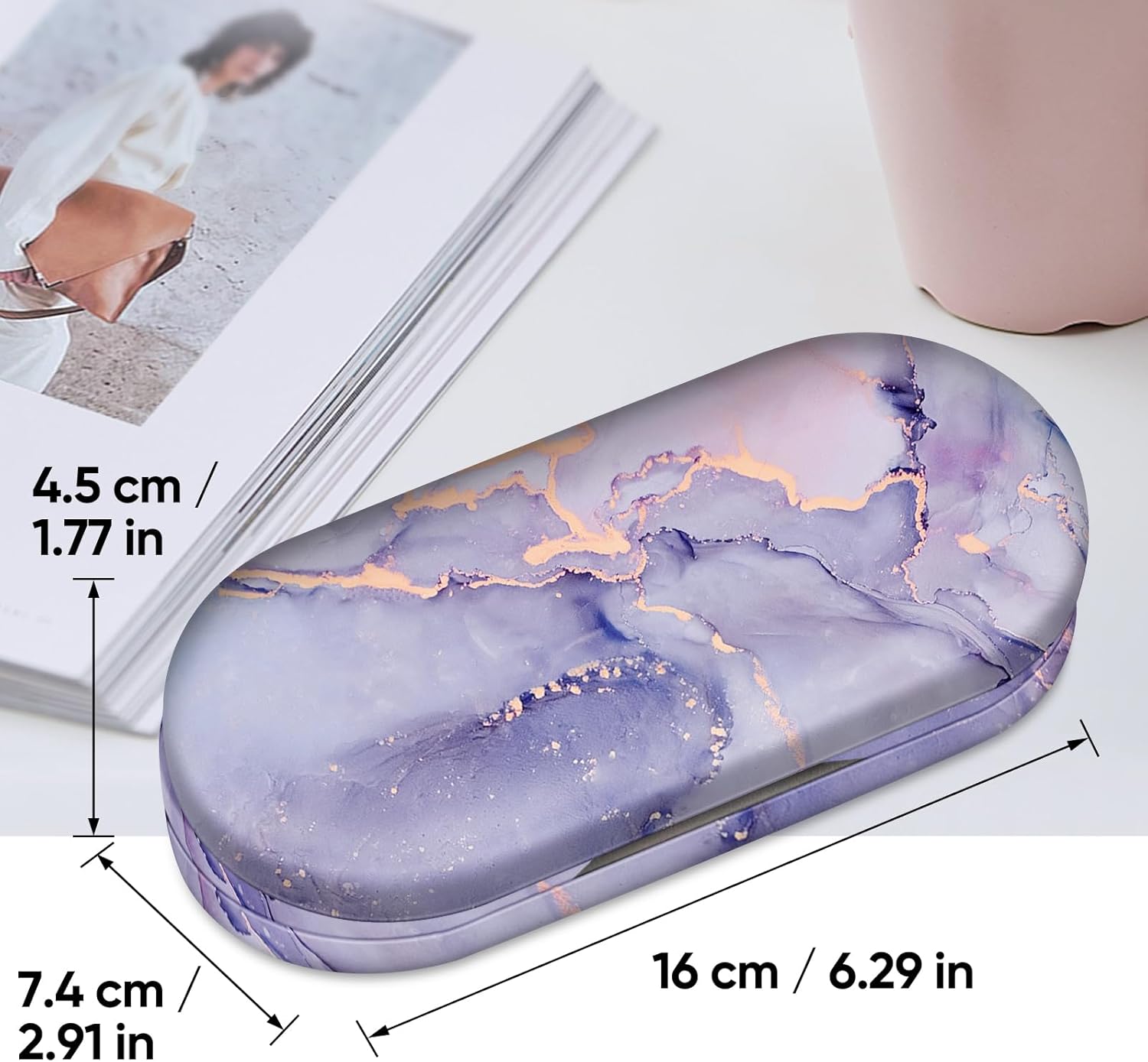 Fintie Funda para lentes de contacto 2 en 1 y funda para gafas, funda de viaje portátil de doble cara para lentes de contacto con espejo integrado,
