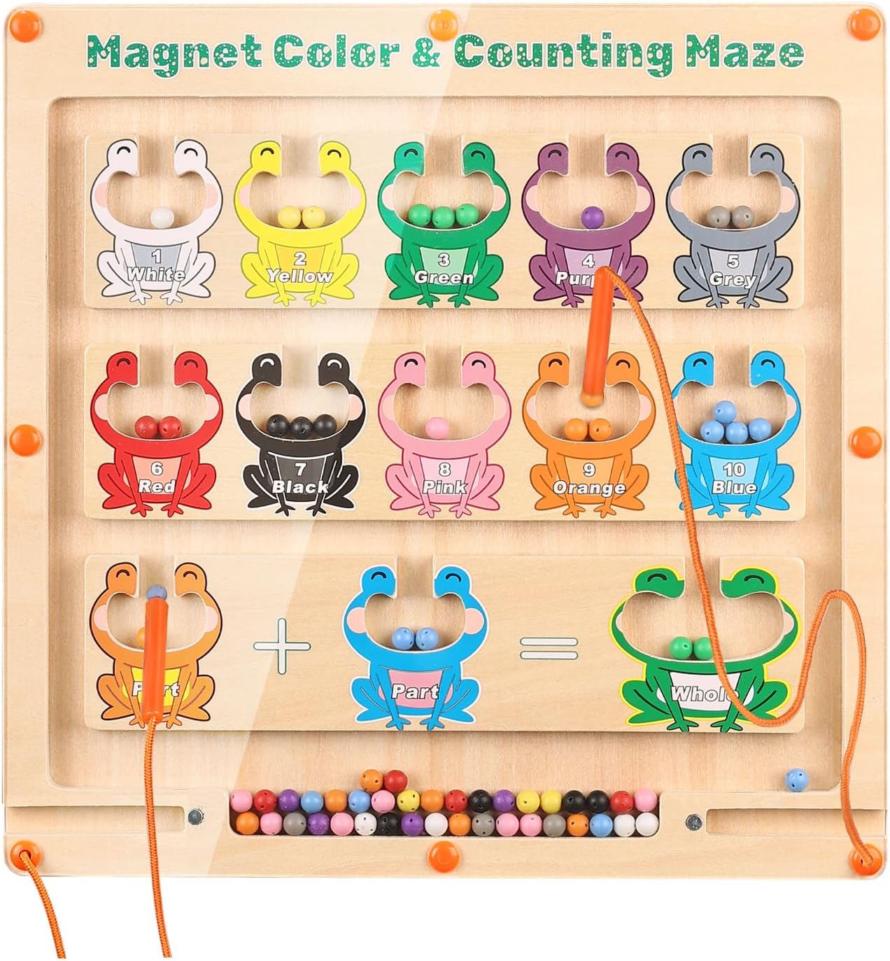 Juguetes Montessori magnéticos de color y números, imán de madera, juego de colores, aprendizaje y conteo, tablero de rompecabezas para niños
