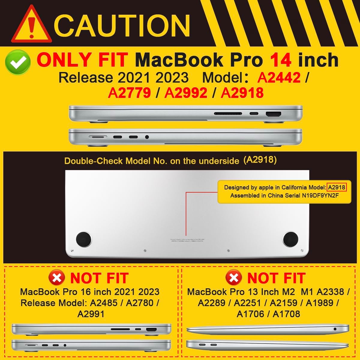 Batianda Funda de protección definitiva para MacBook Pro 14 2021 2023 modelo A2442A2779, bordes de fibra de carbono mate, a prueba de golpes,