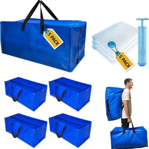 Paquete de 10 bolsas de mudanza extra grandes resistentes con correas de mochila y bolsas de almacenamiento al vacío, combo de suministros de Paquete de 10 bolsas de mudanza extra grandes resistentes con correas de mochila y bolsas de almacenamiento al vacío, combo de suministros de