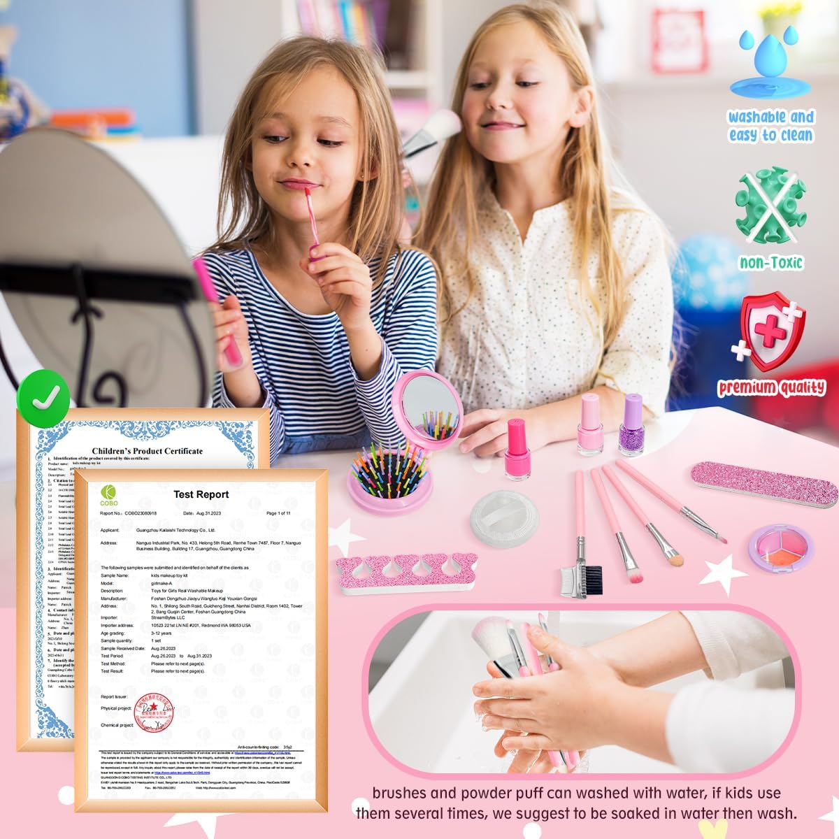 Kids Makeup Set Toys Gift, Washable Make Up Kits and Nail Polish Set Hair Dye Stick for Girls , Perfect Kids Christmas Birthday Gifts for Girl Ages