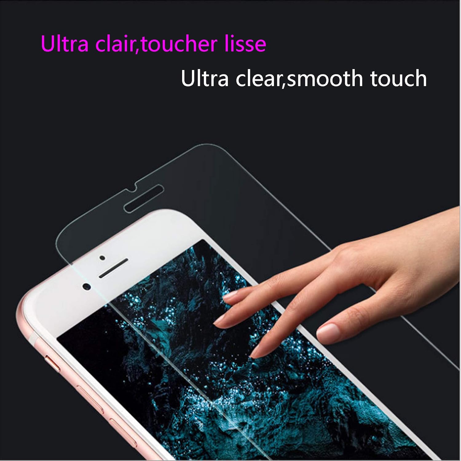 Protector de pantalla ultra transparente para iPhone 7 y iPhone 8 (paquete de 3) con alineador universal, borde 2.5D, película protectora de vidrio