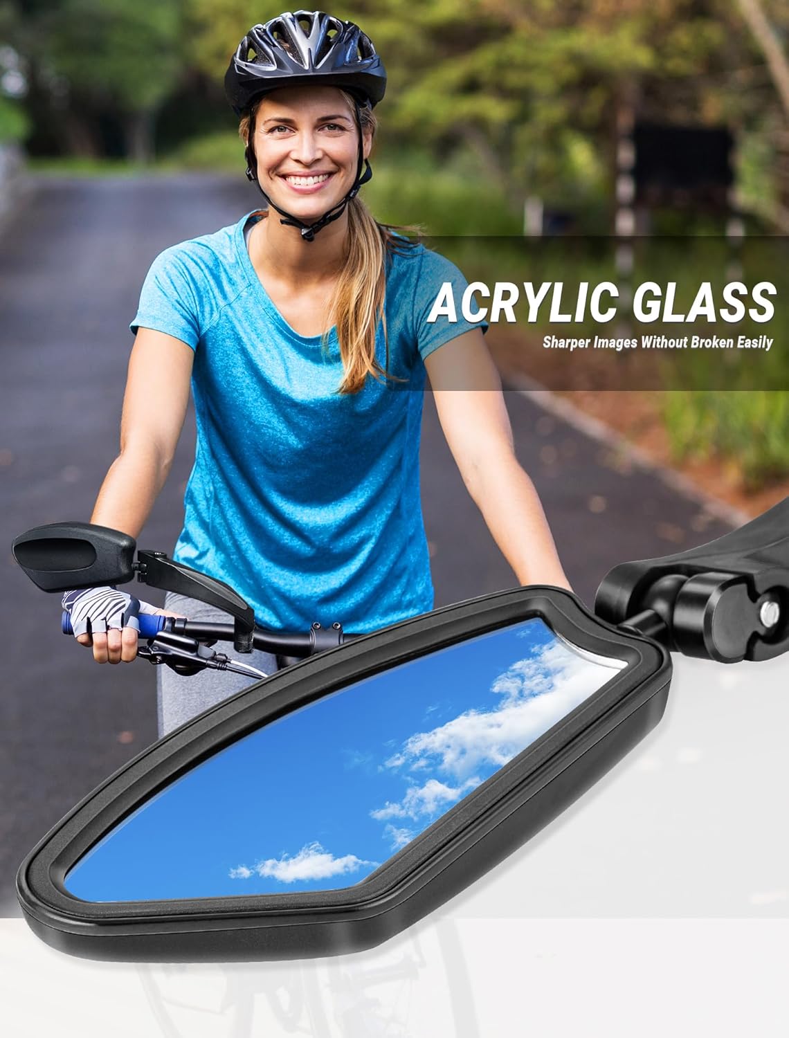 EVOULTES Espejo retrovisor de bicicleta, soporte para manillar de bicicleta con lente de vidrio resistente a los arañazos, espejos universales