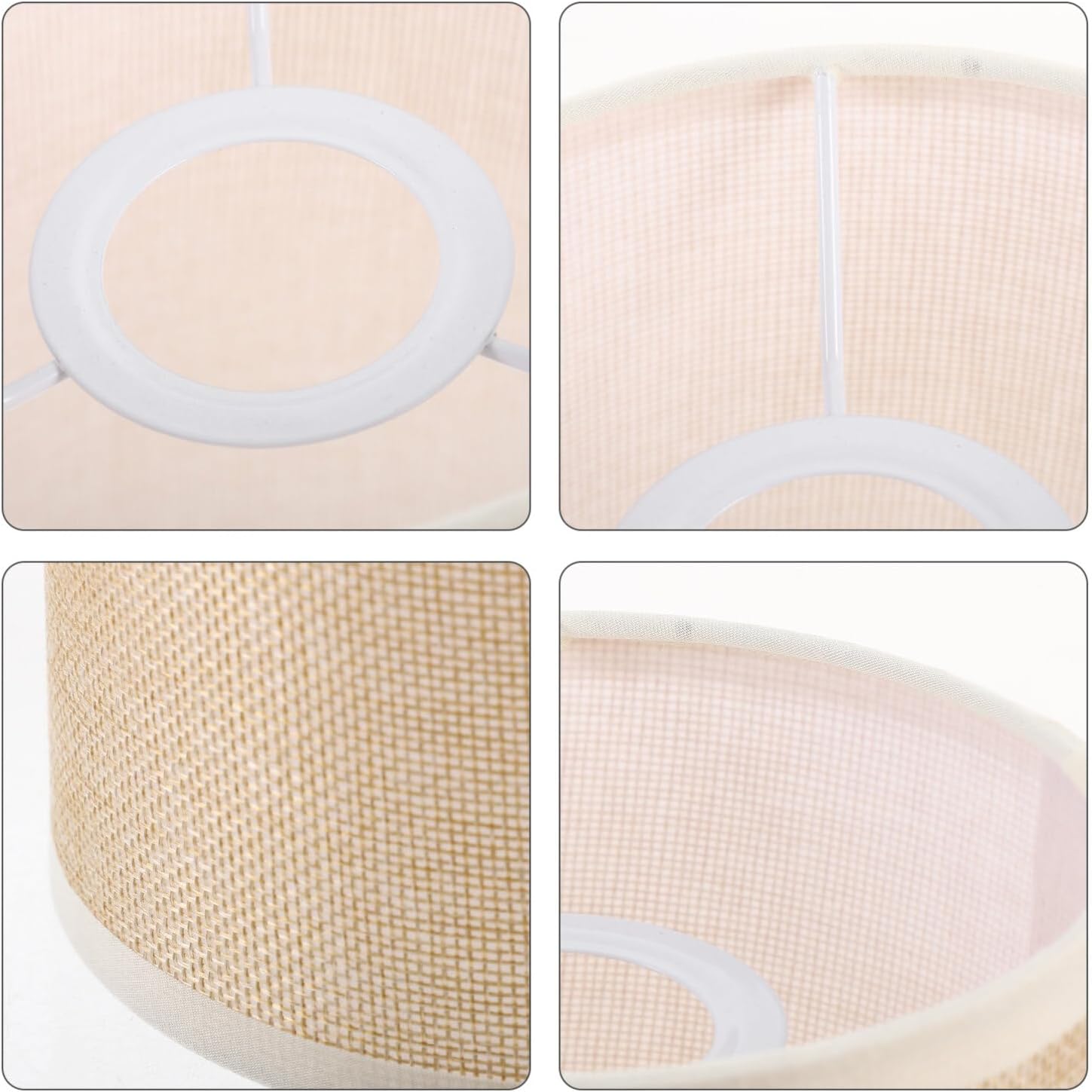 LIFKOME Pantallas de lámpara para lámparas de mesa, pantalla de tela de tambor E27, pantalla cilíndrica de tela natural, repuesto de lino, cubierta