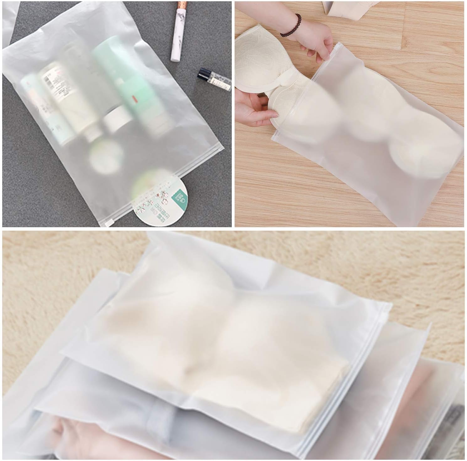 Bolsas de envío de mercancías, paquete de 100 bolsas de almacenamiento de plástico con cremallera de 8 x 10 pulgadas para embalaje de maquillaje,