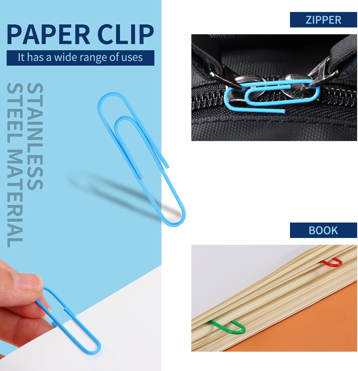 Clips de papel y clips para carpetas de varios tamaños, soporte de clip de papel pequeño y grande, juego de suministros de oficinaorganizadores de