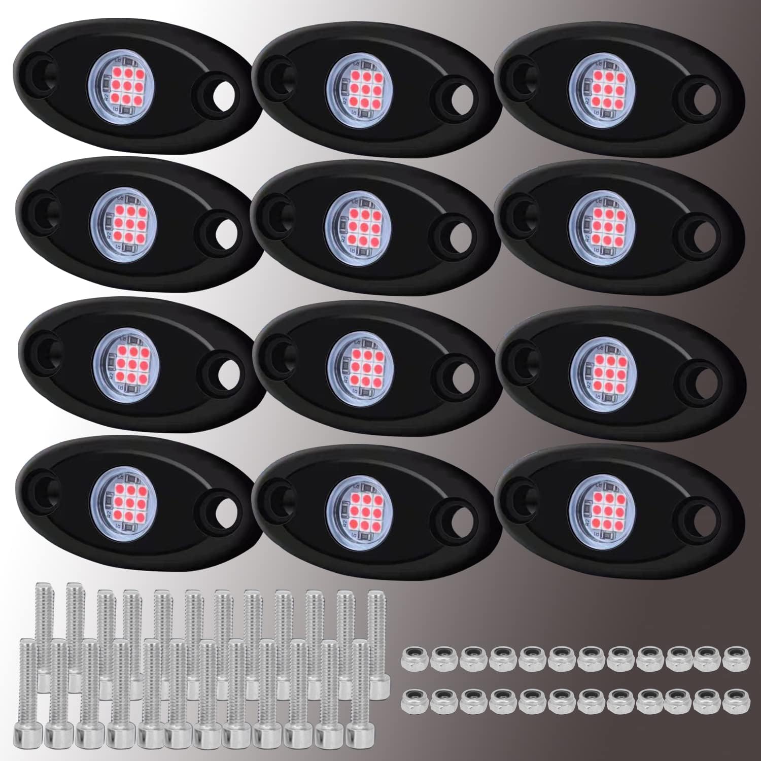12 cápsulas de luces LED rojas de neón para coche, camión, ATV, SUV, luz brillante debajo del cuerpo, iluminación de guardabarros