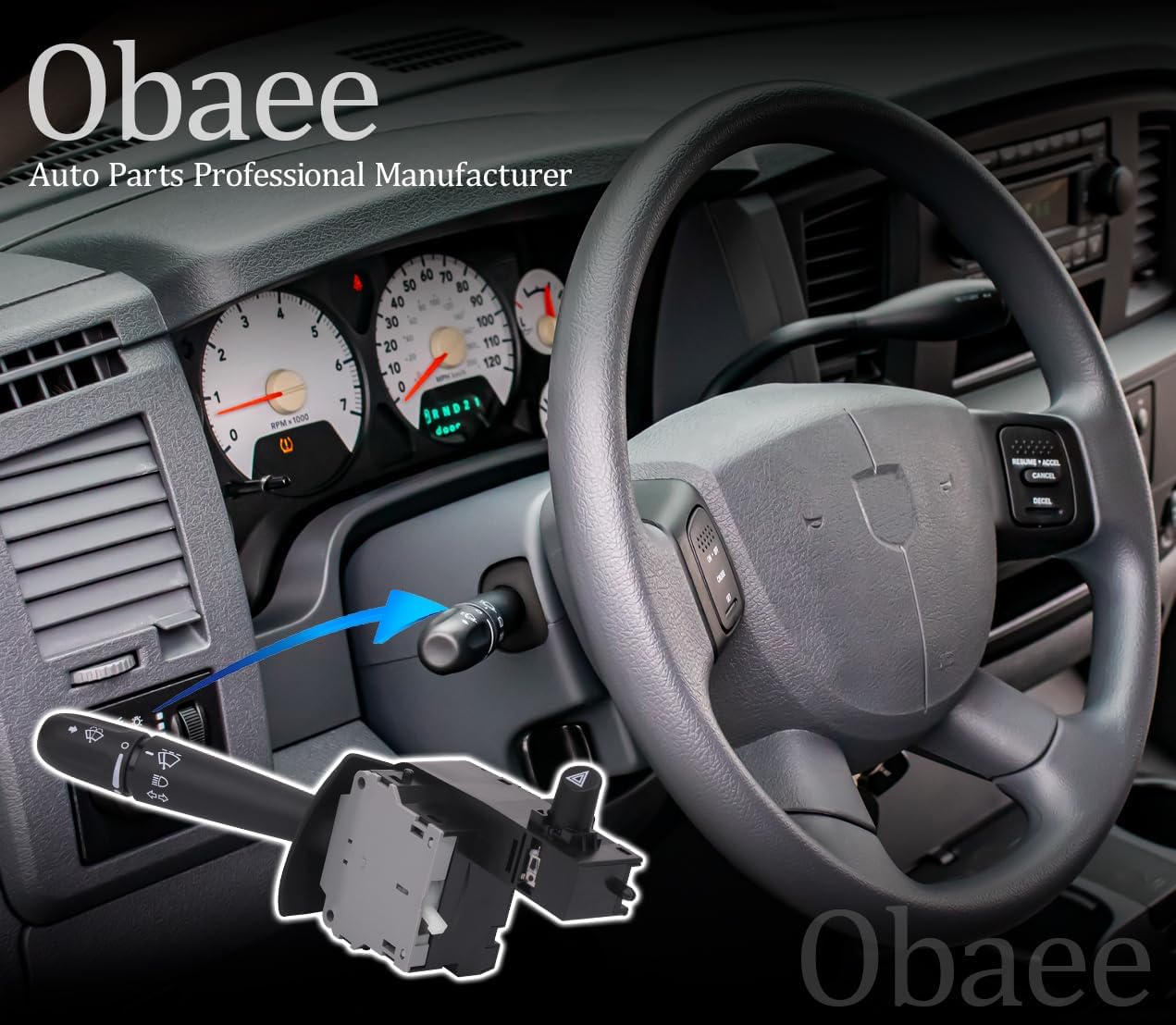 Obaee Interruptor multifunción para limpiaparabrisas compatible con Ram 1500 2500 3500 Truck 2002-2009, Dakota 2005-2010, Durango 2004-2009,