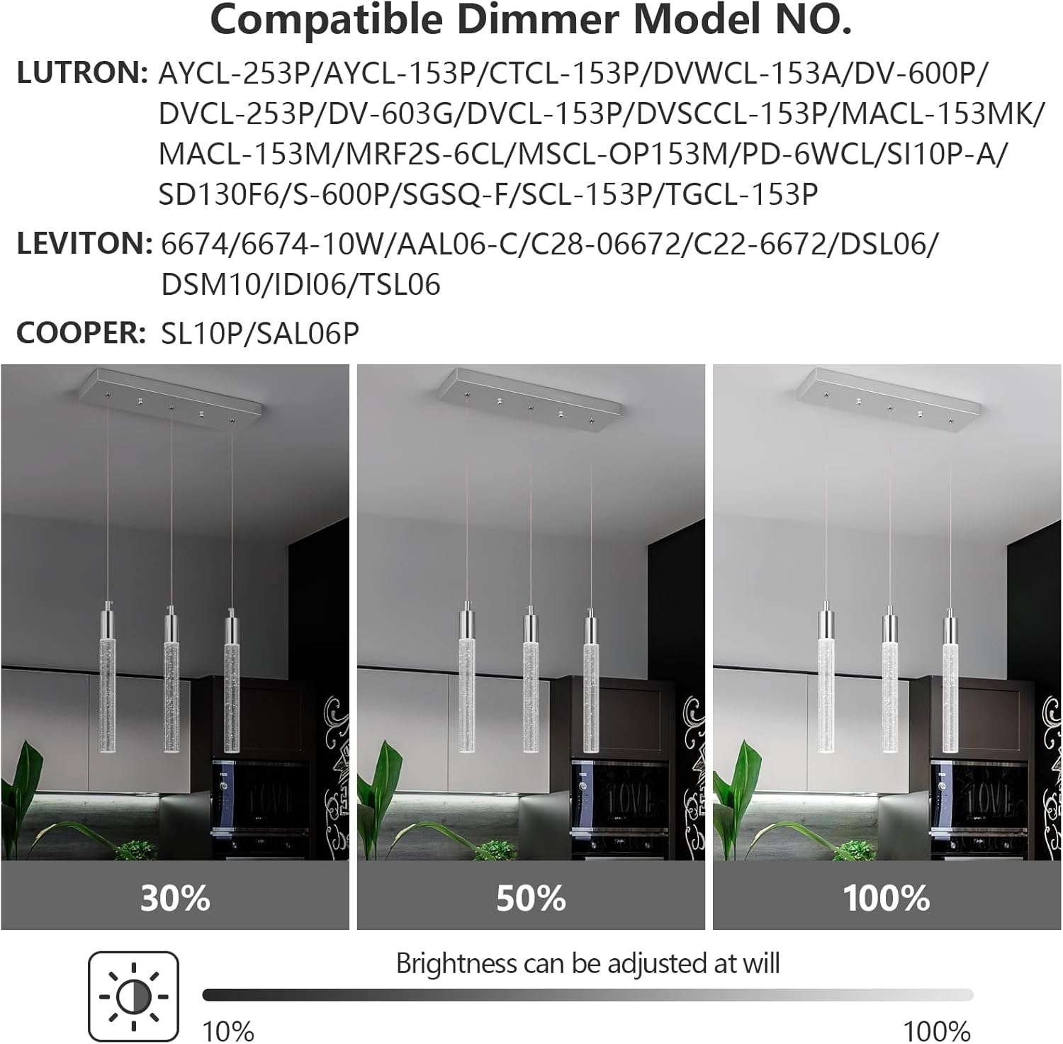 Iluminación moderna para isla de cocina, lámpara colgante de isla de cocina, regulable, LED, cromada, mini iluminación colgante, comedor, sala de