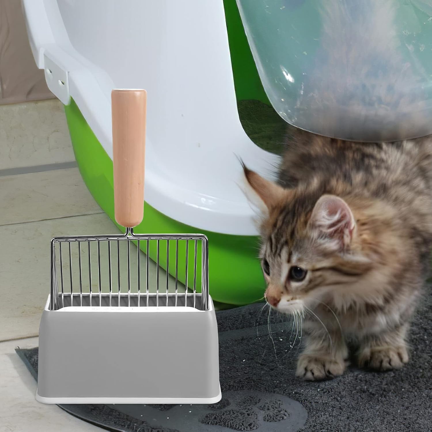 Alipis Caja de almacenamiento de pala de arena para gatos, caja de almacenamiento de pala de arena para mascotas, accesorios de caja de arena, 2