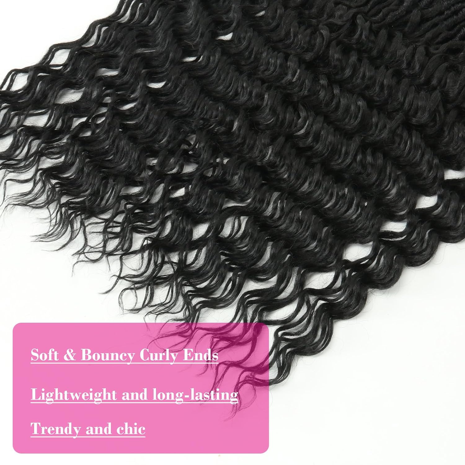 Extensiones de cabello sintético de ganchillo con extremos rizados profundos de 24 pulgadas, paquete de 8 paquetes de trenzas sintéticas suaves de